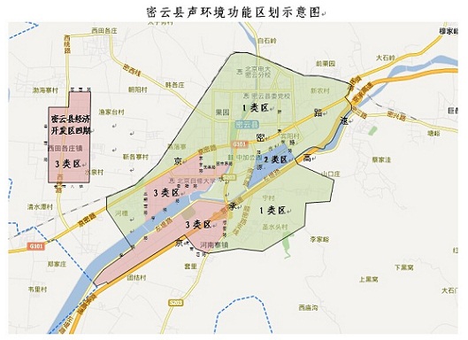 密云县声环境功能区划示意图