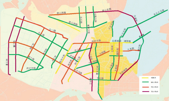 沈阳城市区域道路交通噪声分布
