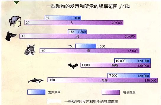 一些动物的发生和听觉的频率范围